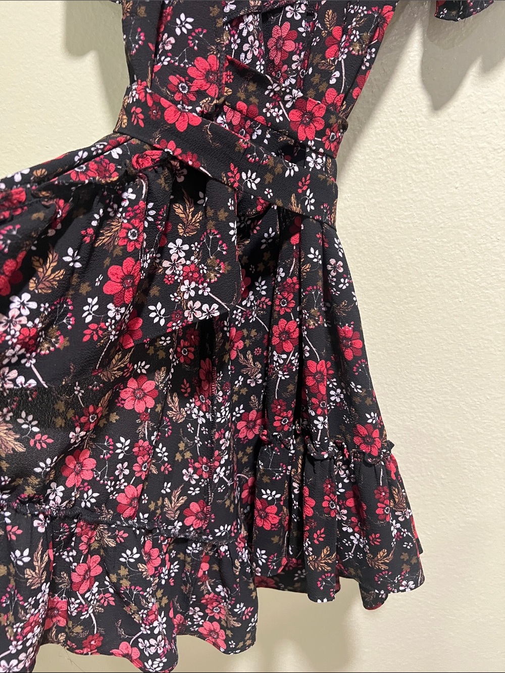 Max Studio Black Midi Dress with Red Floral Print - Picture 4 of 4